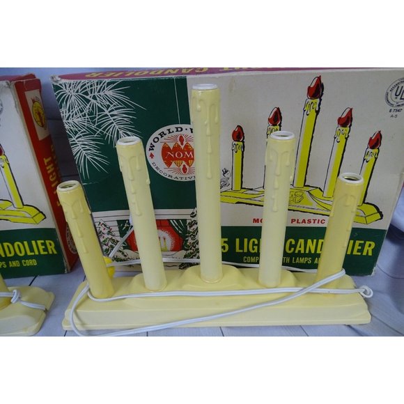 2 Vintage 5 Light Window Candolier Electric Christmas Lights w/ Boxes. - Picture 3 of 5